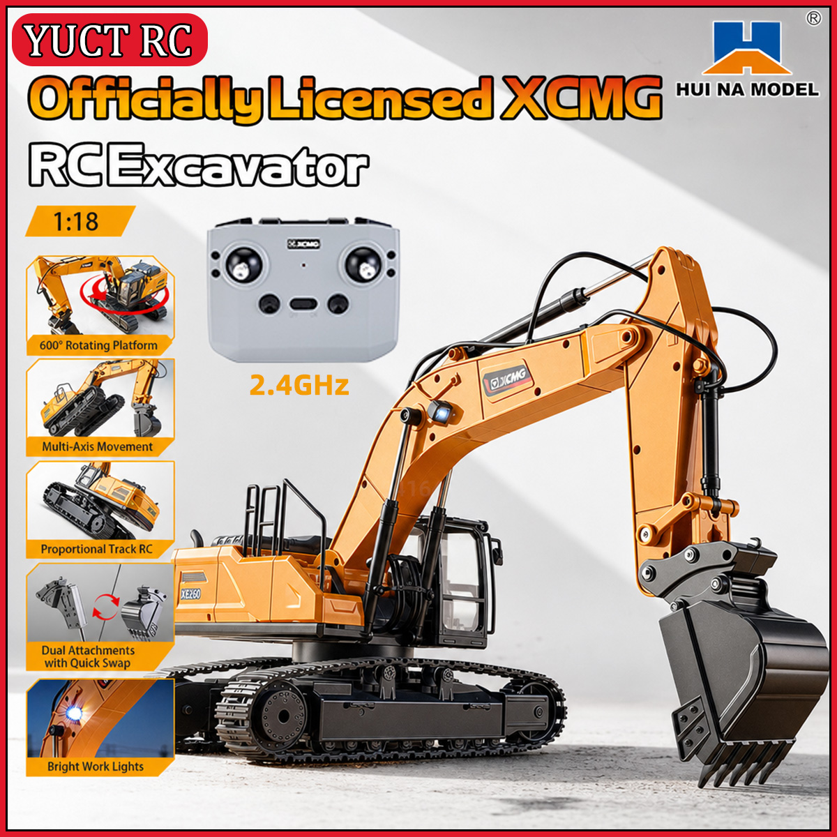 Rc Excavator Hobby - HUINA XCMG XE260 1/18 RC Excavator
