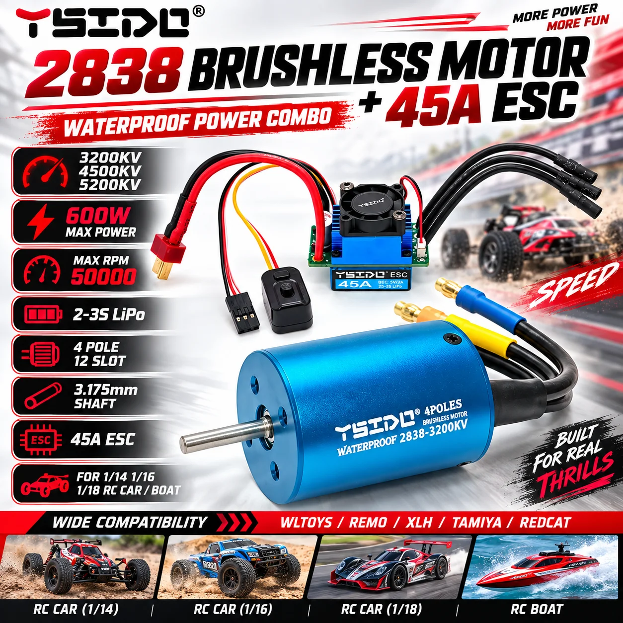 2838 Waterproof Brushless Moto - Rc Remo Hobby ulasan dan harga