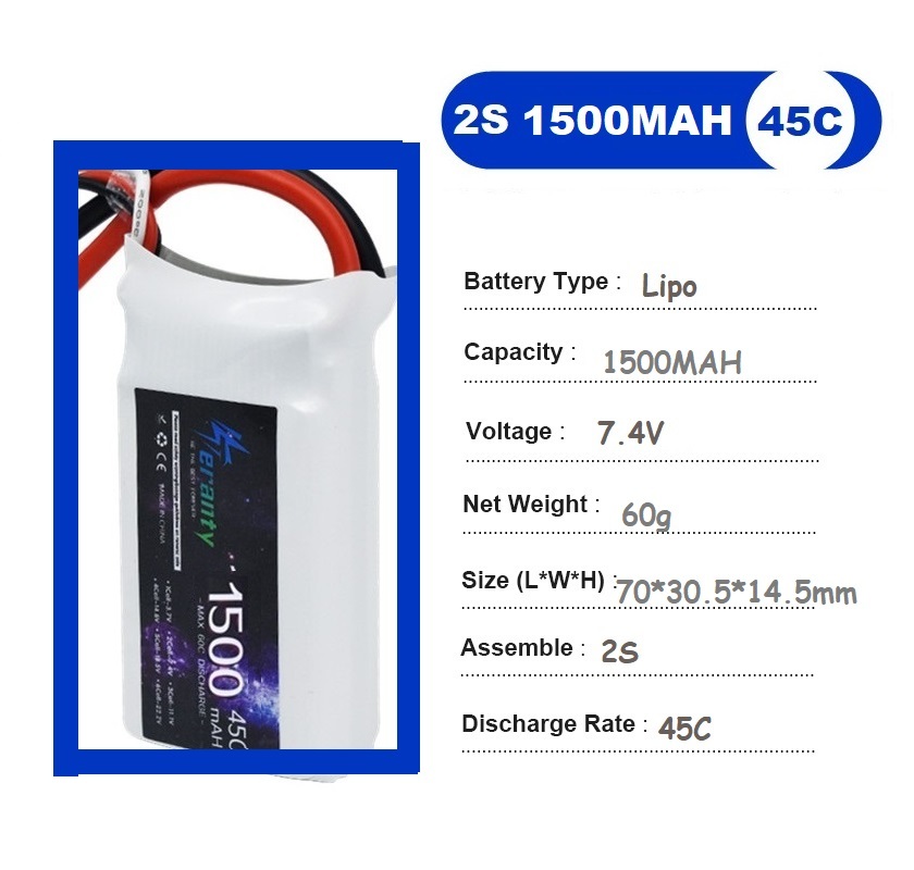 2PCS 7.4V Lipo 2S Battery 1500 - Rc Hobby Racing ulasan dan harga